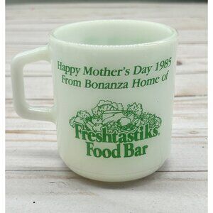 Vintage 1985 Bonanza Restaurant Mother's Day Milk Glass Coffee Cup Mug